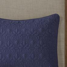 3 Piece Split Corner Pleated Quilted Bedspread - Navy - View 7