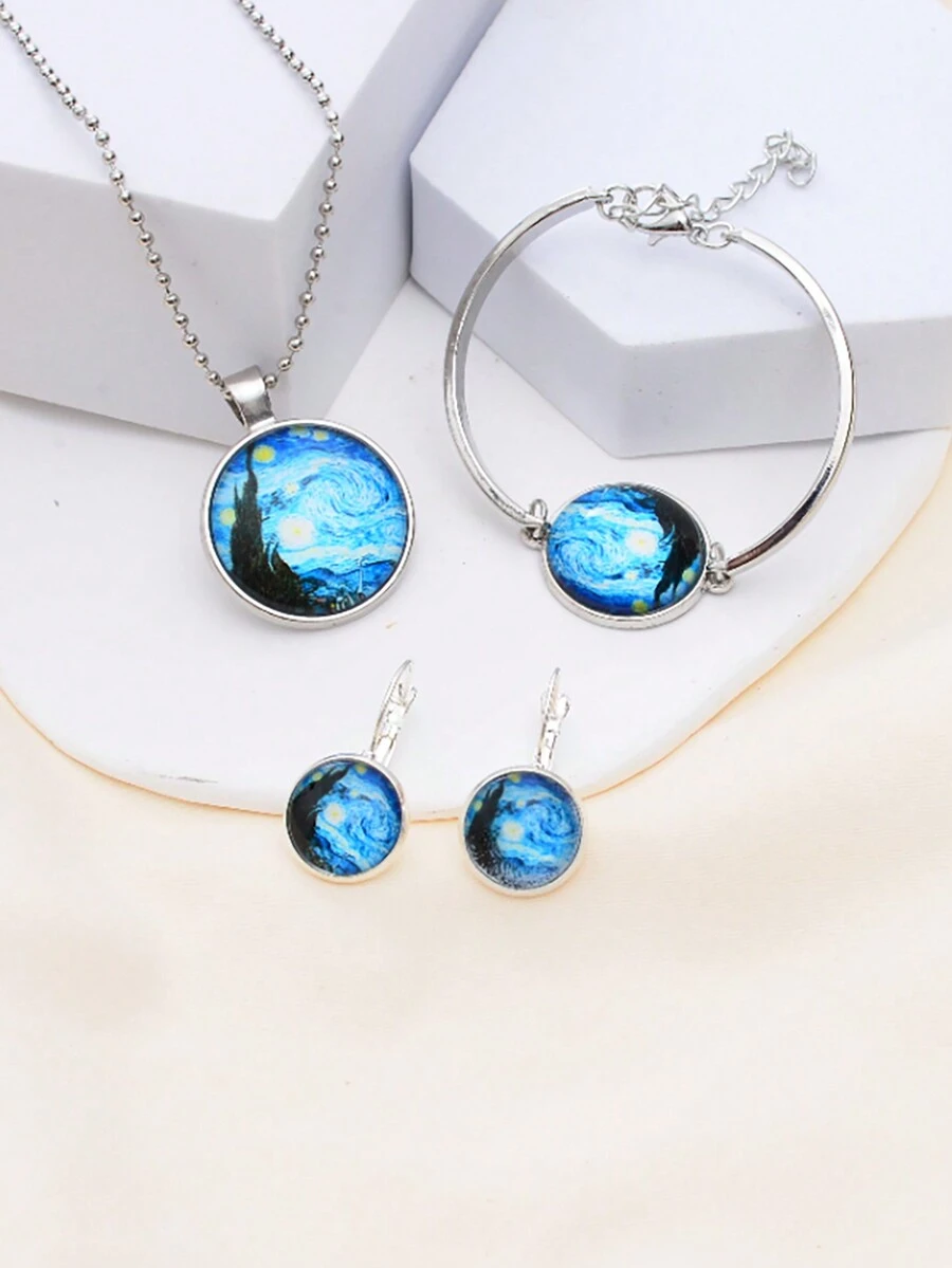 Time Gemstone Starry Sky Earrings Jewelry Set - earrings - View 1