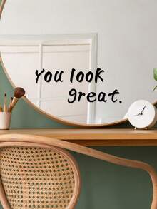 1入組浴室廁所鏡子裝飾英文引言牆貼,自粘式牆面貼紙