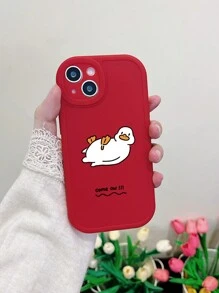 1pc Cartoon Duck Graphic Matte Finish Phone Case Compatible With IPhone, 16, 16 Pro Max, 16 Pro, 16 Plus, White Phone Case - Multicolor - View 2