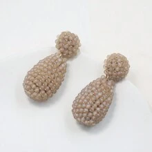 1pair Fashionable Beaded Water Drop Shape Earrings - Royal Blue - View 2