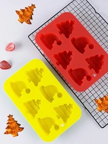 1 件圣诞帽和树形硅胶蛋糕模具，适用于圣诞节假期家庭厨房烘焙、饼干、冰淇淋、果冻制作、硅胶、耐热、易清洁、可重复使用 - 彩色 - 查看 4