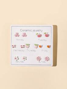 7對可愛的韓式ins風格手工陶瓷耳環,理想禮物