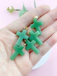 5 Cái/bộ Kính Chữ Thập Sáng Tạo Tự Làm Mặt Dây Chuyền Cho Nữ Để Tự Làm Trang Sức Làm - xanh quân đội - Xem 8