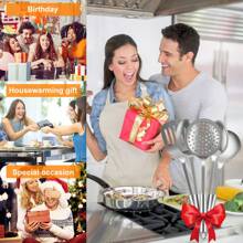 5Pcs Kitchen Cooking Utensils Set Stainless Steel Spoons And Spatula Set With Ergonomic Handle,Kitchen,Christmas Gift,School Supplies - Silver - View 8