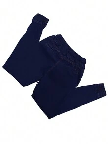 Pantalón con resorte en cintura y tobillo tipo jogger con pinzas en la parte de atrás - Azul Marino - Ver 2