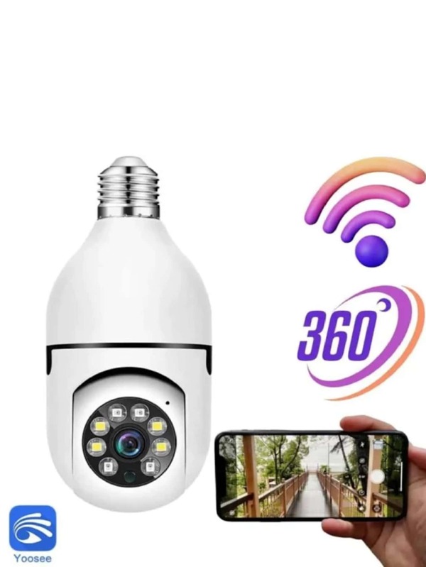 Câmera segurança wifi ip sem fio 360 com encaixe lampada bocal aplicativo yoosee ptz full HD visão noturna - bivolt