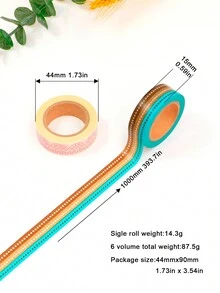 Đơn giản Hình học Mô hình Người dự định Trang trí Băng washi Bộ ( 6 cái ) - Nhiều màu - Xem 9