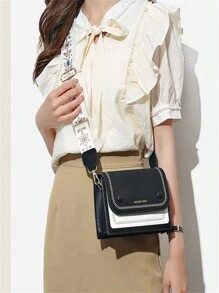 CROSSBODY BAG CROSSBODY COLOR LETTER TYPE Suede - 黑色 - 查看 11