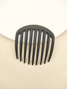 1pc Bagged Medium Size 9 Teeth Glossy Leopard Print Plastic Hair Comb, Suitable For Daily Use - Black - View 1
