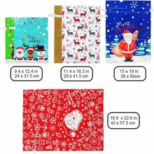 1個聖誕禮物袋拉繩口袋糖果袋禮品袋 - 藍色(24*31.5cm) - 查看 3