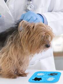 硅胶方形狗猫食物垫带吸盘设计，可防止宠物快速进食，适用于小型、中型和大型犬猫 - 藍色 - 查看 8