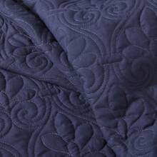 3 Piece Split Corner Pleated Quilted Bedspread - Navy - View 6