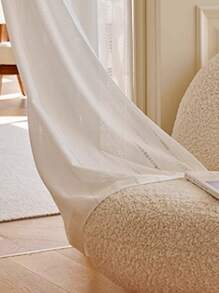 1pc Japanese Style Sheer Curtain, For Bedroom/living Room/kitchen, Rod Pocket Panel, No Drilling Required