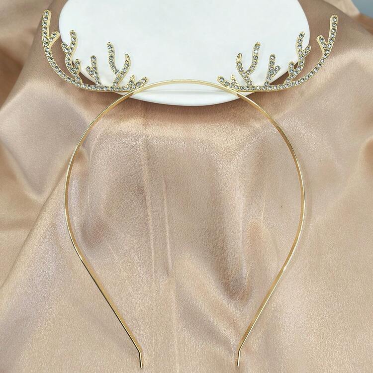 1pc Christmas Reindeer Antlers Headband, Perfect For Christmas Parties And Gifting - Yellow Gold - View 2