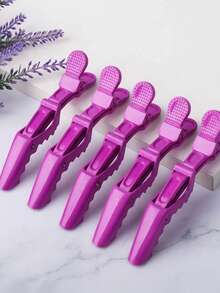 5pcs Salon No Trace Hair Clips, Simple Style Suitable For Daily Use - Purple - View 2