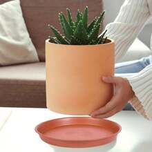 6 件装，12 英寸花盆托盘，12 英寸圆形重型塑料花盆托盘，盆栽托盘，室内花盆托盘，鸟浴盆，花盆托盘 6 英寸/8 英寸/10 英寸//12 英寸（赤陶色） - 杏色 - 查看 8