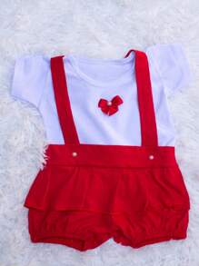 Kit 2 jardineira com camisa 4 peças princesa recém-nascida 0-3 meses bebê