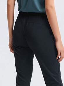 女款高級休閒直筒運動褲寬腿慢跑瑜珈專業訓練健身褲秋冬 - 黑色 - 查看 5