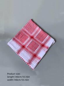 1pc Muslim Arab Dubai Saudi Men's Headscarf UAE Tourist Square Scarf - Red and White - View 4