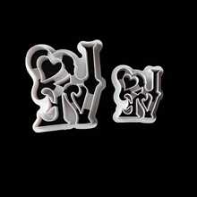 2入組愛心字母蛋糕曲奇翻花模具,diy烘焙必備,適用於婚禮和情人節廚房烘焙工具 - 白色 - 查看 5