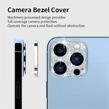 兼容 15 14 13 12 11 Pro Max 奢华水钻相机镜头金属保护玻璃镜头保护壳膜镜头保护礼物生日、家人、朋友闪亮水晶、镜头保护膜、手机配件防水防震防摔防摔防刮防指纹全覆盖 - 金色 - 查看 6