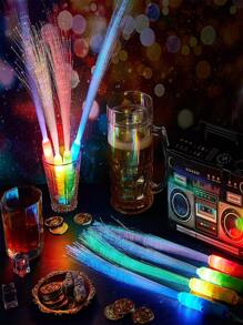 Conjunto de 12 Peças Varinhas Fluorescentes Luminosas de Fibra Óptica, Fornecimentos Luminosos de Festa, Fornecimentos de Festa com Cores Variadas, Adequado para Casamento Adulto, Vários Feriados e Festas