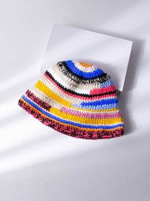 1頂女式手工編織多色防寒防風暖冬斗帽 - 彩色 - 查看 2