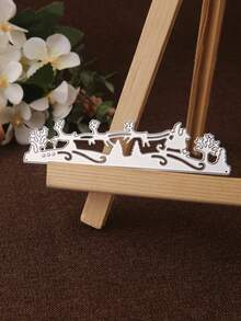 1 Pieza Molde De Troquelado De Relieve Con Patrón De Trineo Navideño Y Reno - Plateado - Ver 4