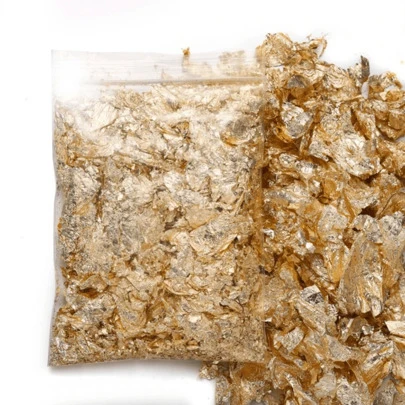 2-5g/0.07oz-0.17oz/pack Sparkling Foil Flakes For Diy Resin Mold Crafting Decoration, Jewelry & Nail Art, Golden Color