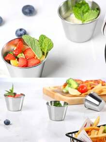 1 件不锈钢蘸酱杯、金属调味容器、可重复使用的圆形黄油酱汁杯、调味杯、蘸酱容器、不锈钢小杯酱汁碟、迷你个人碟、商业级蘸酱杯、寿司蘸酱碗开胃菜盘、番茄酱碟、厨房、圣诞礼物、学校用品