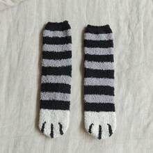 Plush Cat Paw Sport Socks In Black - Black - View 10