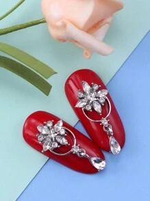 10 件/套日式合金美甲装饰，韩国流行奢华指甲珠宝，镶嵌水钻