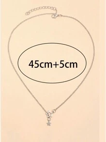 1pc Minimalist Fashionable Hollow Five-Pointed Star Necklace, Suitable For Parties, Vacations, Gifts, And Daily Wear - Silver - View 5