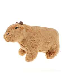 1 件棕色逼真水豚毛絨玩具蓬鬆毛絨動物卡通娃娃生日、聖誕節、新年禮物、照片道具、家居裝飾裝飾品