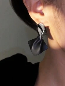 1 對優雅黑色水滴形菱形幾何耳環,設計獨特,時尚、簡約、精緻、甜美、百搭女式耳飾