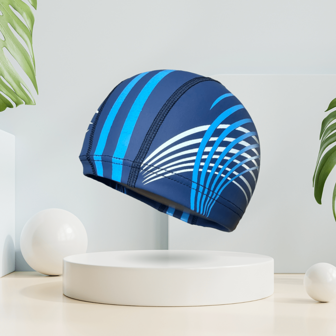 1pc Professional Waterproof Pu Swim Cap, Stylish Printed Design, Thick, Soft, Comfortable And Non-Slip, Swimming Sports Equipment, Beach Essentials, Beach Accessories, Pool Float