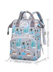 1個印有恐龍圖案的尼龍奶瓶套,具有大容量和拉鍊,方便媽媽帶著寶寶日常外出 - 灰色 - 查看 6