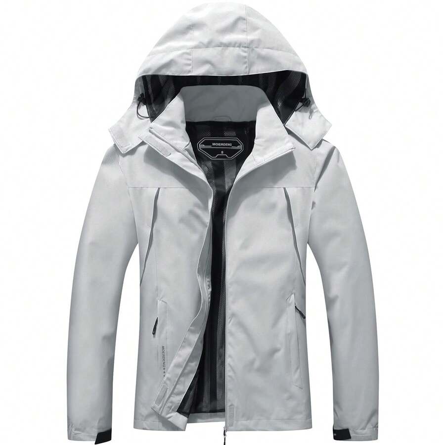 Women's Waterproof Rain Jacket Outdoor Lightweight Softshell Raincoat For Hiking Travel - Light Grey - View 1