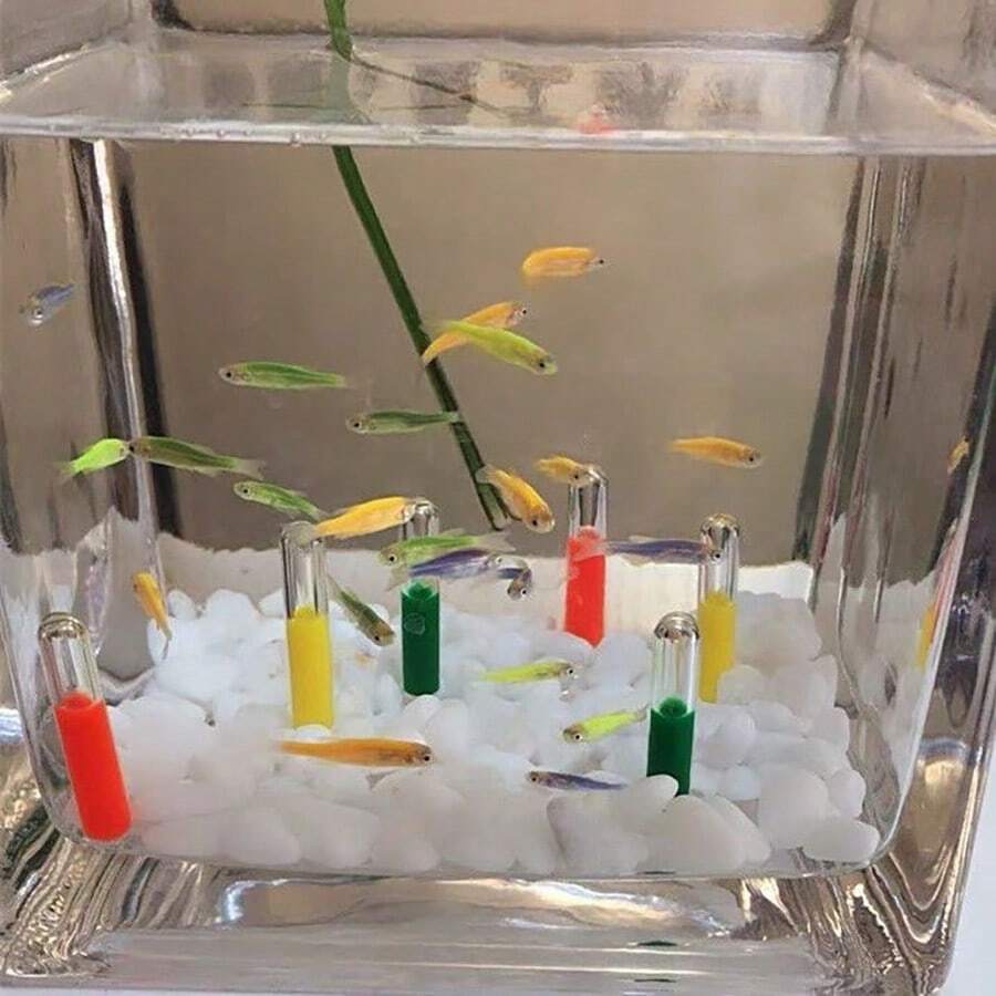 1盒30入組魚缸造景裝飾器物,搖晃懸吊玻璃桿-水族館觀賞魚缸海龜缸草缸裝飾,熱帶魚水景創意造景 - 紅白色 - 查看 1