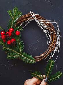 1 件聖誕花圈由藤蔓製成,有 3 種尺寸,木製工藝花圈適合 Diy 節日、婚禮裝飾