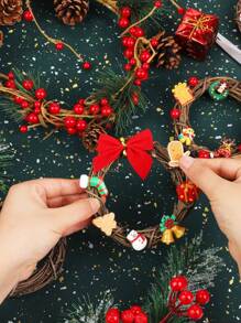 1 件聖誕花圈由藤蔓製成,有 3 種尺寸,木製工藝花圈適合 Diy 節日、婚禮裝飾