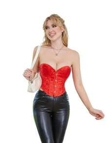 Red Overbust Corset - 紅色 - 查看 1
