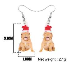 1 對可愛亞克力聖誕帽法國鬥牛犬耳環沙皮狗吊墜珠寶適合愛狗人士女士女孩吊飾禮物