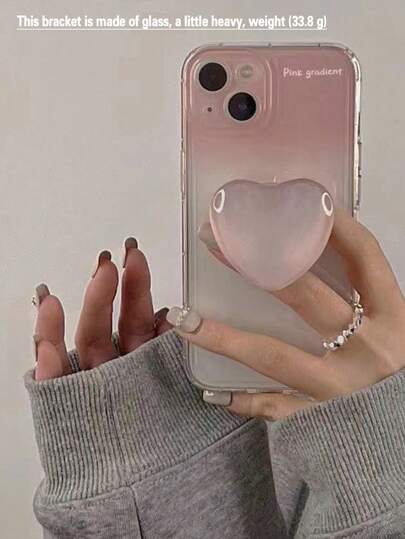 Med telefonberlock frostat genomskinligt utrymmesskal målat med fäst kärleksglasstativ Anti-Fall Cartoon Mobiltelefonfodral Kompatibel med Iphone Samsung