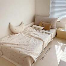 1入組兔子印花珊瑚絨嬰兒毛毯,適用於春秋冬季、幼兒園和午覺 - 粉色 - 查看 5