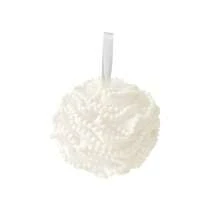 1pc White Bathing Sponge With Faux Pearl Particles & Lace Edge, Soft And Easy To Foam Back Scrubber - White - View 1