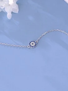 1pc European And American Style 925 Sterling Silver Evil Eye Bracelet, Adjustable, For Men And Women