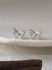 Dát Pha lê Loại bướm Hoa tai , 1 đôi Của vui tươi Màu hồng & Xanh Nhỏ bé Và Thanh tú Loại bướm , Óng ánh Phong cách , Không phổ biến Chic Hoa tai , Đối với Qủa tặng - Nhiều màu - Xem 4