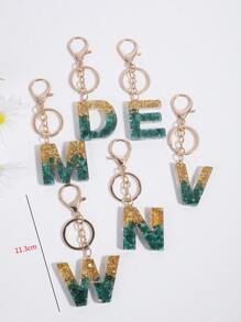 派对 1 件女士孔雀石水晶树脂滴胶英文字母吊坠适用于包包配饰、钥匙扣、礼物汽车配饰包包饰品学院风可爱哥特 Y2k - 綠色 - 查看 3